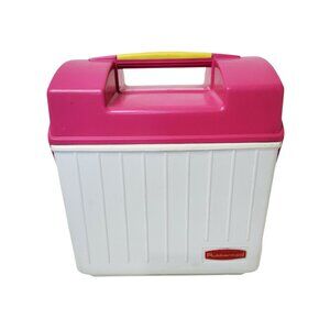vintage rubbermaid sidekick pink and white cooler model 1922.